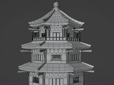 Chinese Temple Low Poly Low-poly 3D model
