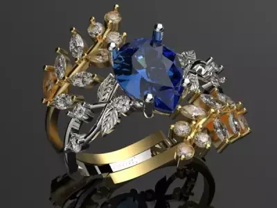  Dual Detachable Ring - Leaf Design 3D print model