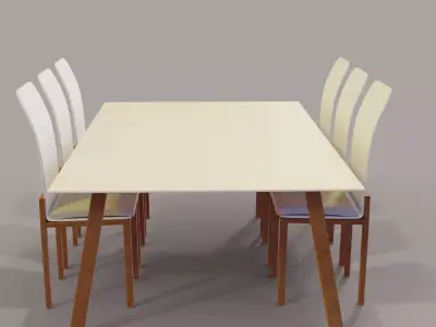 dinning set dining table with six chairs Free 3D model buy