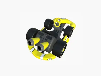 Cartoon Kart D03 Yellow - Vehicle Racing Design Low-poly 3D model