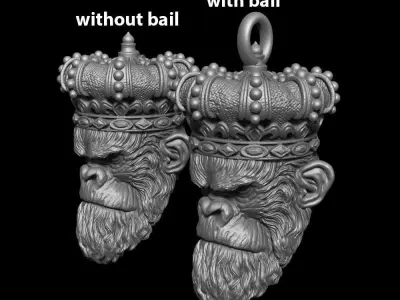 ANimal Pendant Jewelry Monkey king with crown vol1  3D print model