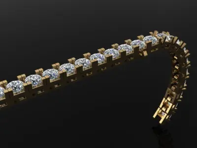 Box Style Diamond Tennis Bracelet 4mm 3D print model