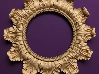 Carved round frame with acanthus leaves 3D model