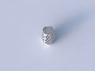 Vase arc hexagon with diagonal grid lattice 3 3D print model
