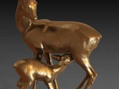 Deer with fawn 3D print model