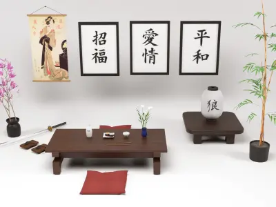 Japanene Props Low-poly 3D model