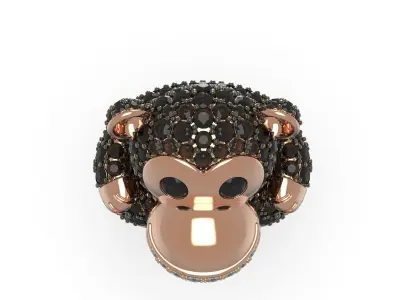 Diamond Monkey Ring 3D print model