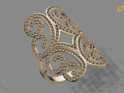 Vintage Womens Diamond Ring Women Rings 3dmodels 3D print model 3D print model 3