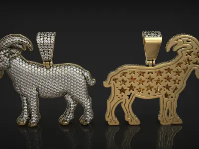 Iced Out Luxury Goat Hip Hop Diamond Star Pendant 3D print model