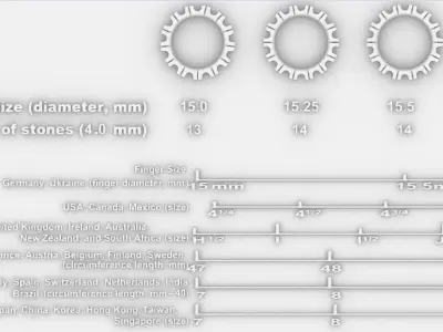 Eternity diamond ring 4 mm gems seT 3D print model