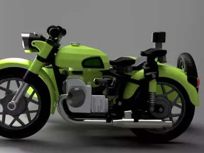 MOTORCYCLE WITH SIDECAR AND TOOTHPICKS 3D print model