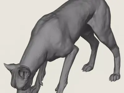 Doberman Dog Eating 3D print model