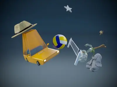 low poly  car  3D model