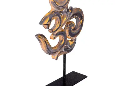 Antique Wooden Om Symbol 3D model