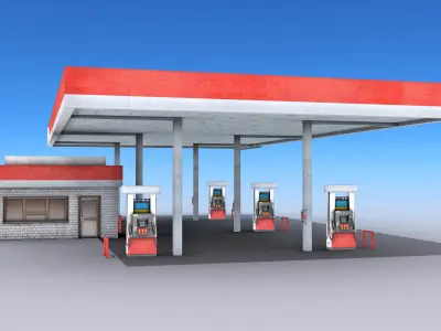 Gas Station Low-poly 3D model