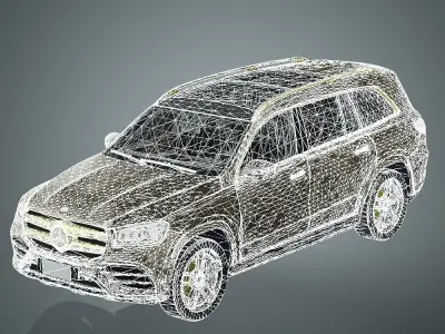 Car - Golden Benz Low-poly 3D model