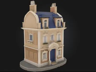 Parisian Townhouse Elegant Residential Building Model Free 3D model
