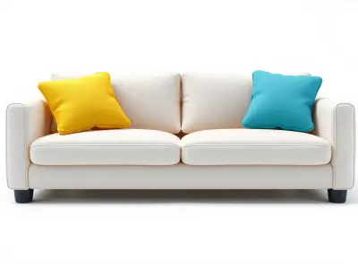 Cozy Reading Sofa with Colorful Cushions 3D Model Low-poly 3D model