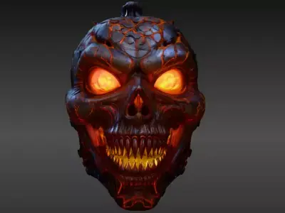 Lava Fire Horror Face Pumpkin Halloween 3D Model  3D model