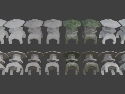 Pagoda Stone Statue Low-poly 3D model