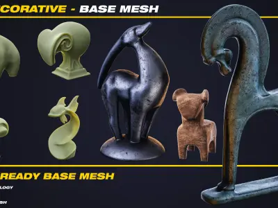 15 Decorative Base Mesh - VOL 13 - Game Ready Low-poly 3D model