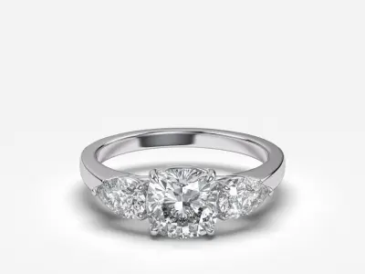 Three Stone diamond Ring 3D print model