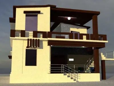 House modern on beach Low-poly 3D model