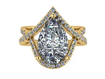 pear shape cross pointy solitare ring  3D print model