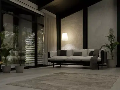 Interior Living Space - Modern Forest House 3D model