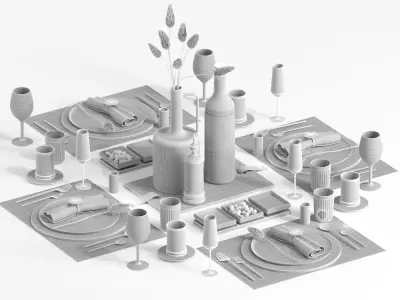 tableware set11 Low-poly 3D model