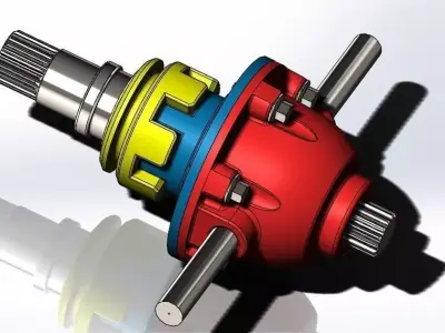 Differential Gear Box 3D Model by Solidworks Low-poly 3D model