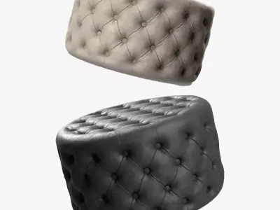 Couchette Round Ottoman in Biege and Black Low-poly 3D model