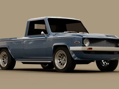 70s generic pickup truck suv  Low-poly 3D model