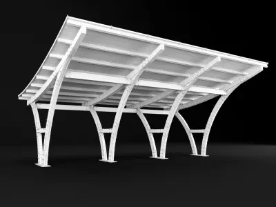 Wooden carport 3D model