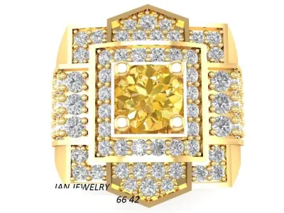 Luxury Square Gemstone Diamond Ring for Men 322 3D print model
