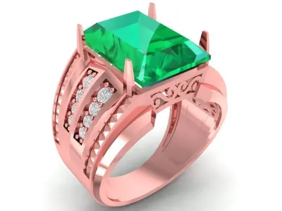 Luxury Emerald Cut Gemstone Men Ring 2871 3D print model
