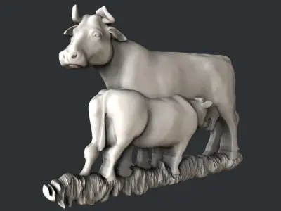 3d STL models for CNC router cow 3D model