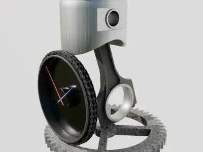Piston Gear Clock 3D model