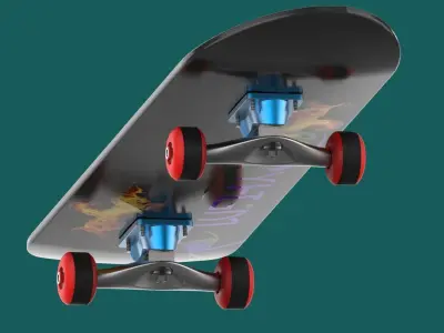 skateboard with flames 3D model purchase