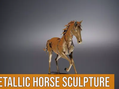 Metallic Horse Sculpture model pack Low-poly 3D model purchase