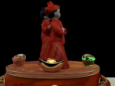 Chinese display stand with wedding couple  3D model