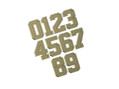 Stepped NBA font numbers miniset 3D print model