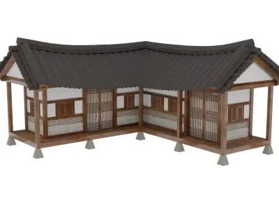 Korean Village 3D Model Pack Low-poly 3D model