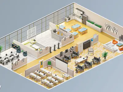 Office 2 Low-poly 3D model