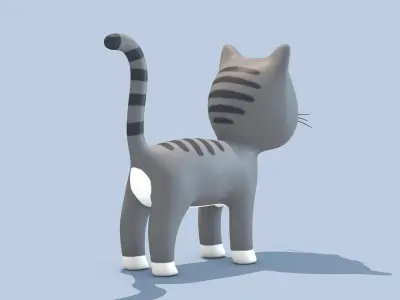Cartoon Cat Low-poly 3D model 2