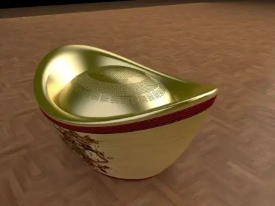 Chinese gold Ingot figure   Low-poly 3D model