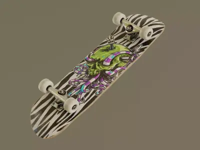 Skateboard - Zebra Deck Low-poly 3D model