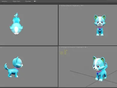 Cartoon puppy - blue male dog - Pet dog Low-poly 3D model