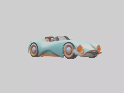 Retro Futuristic Car model Low-poly 3D model