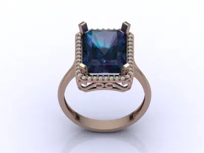 STL 3DM Women Ring Womens Ring Diamonds With Stone Model 3D print model purchase